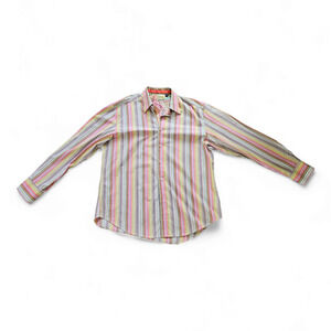 Robert Graham Size 2XL Multicolor Pastel Long Sleeve Dress/Casual Men's Shirt
